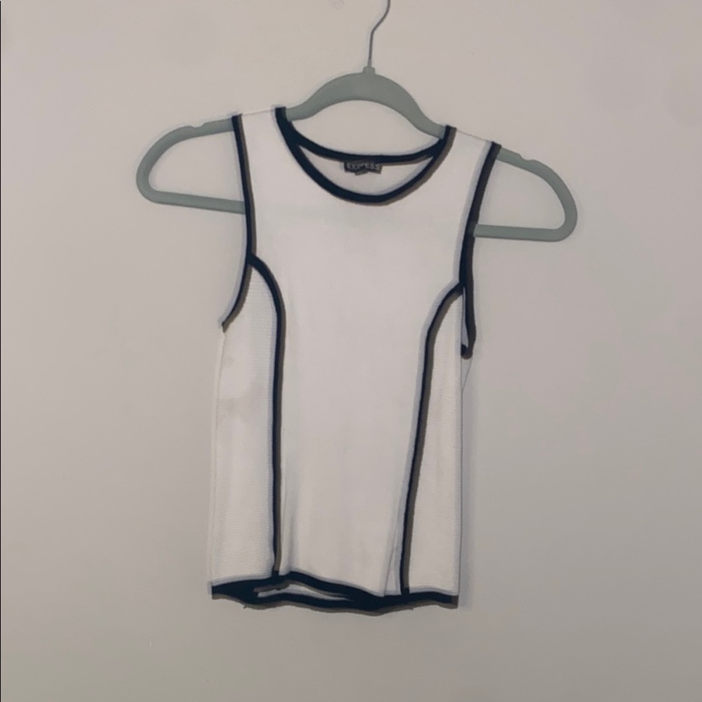 White Sleeveless Top with Black Edges